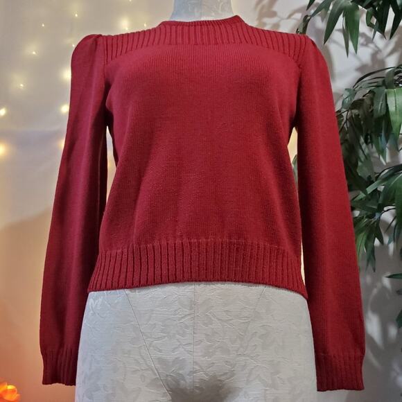 St. John for Jacobsons Vtg Santana Knit Sweater Womens Size S Red Button Accent - Picture 6 of 9